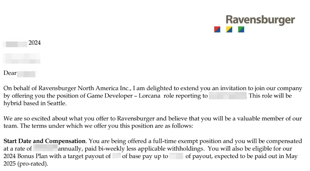 Ravensburger Job offer